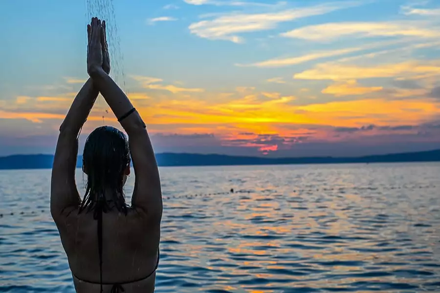 Vista sul tramonto, campeggio Kovačine, Cherso